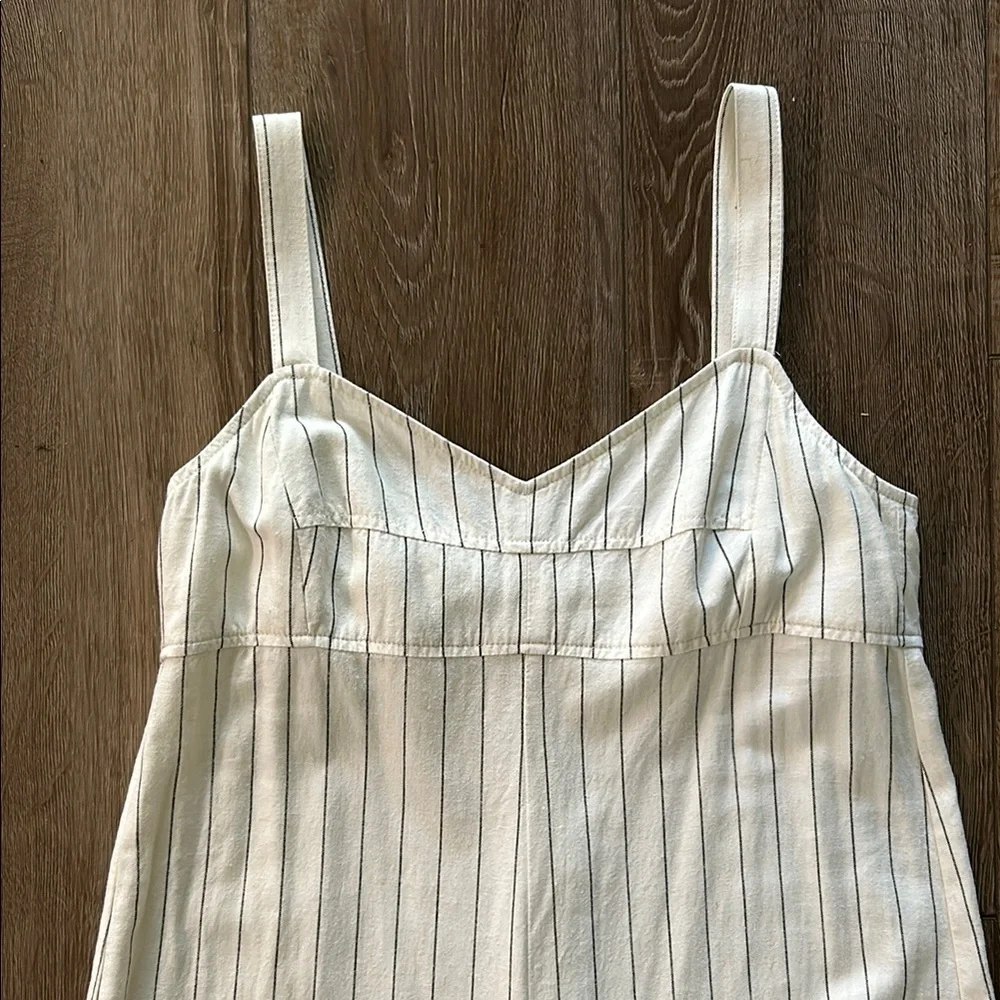 Like new - ZARA Wide-Leg Linen Blend Pinstripe Jumpsuit/Romper